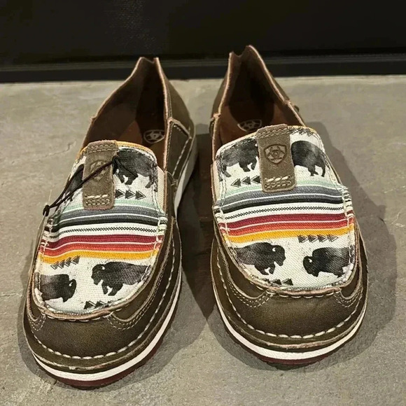 Ariat Cruiser Natural Taupe Buffalo print Leather upper slip on loafer,EVA sole - Picture 3 of 10